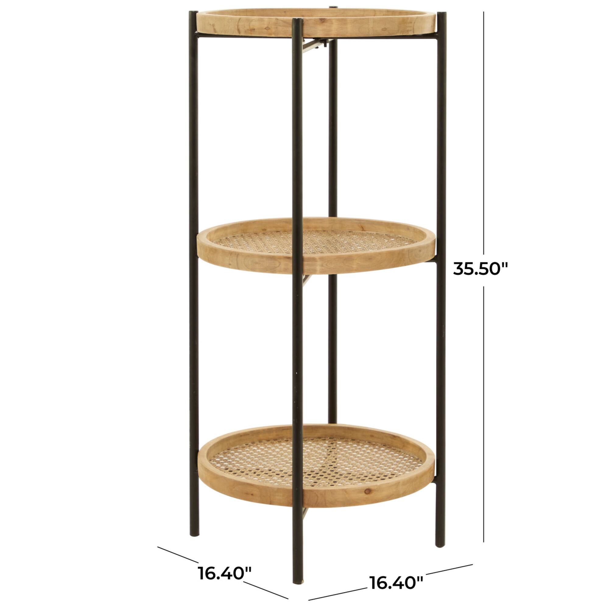 Brown Metal 3 Shelves Shelving Unit 16" x 16" x 34"